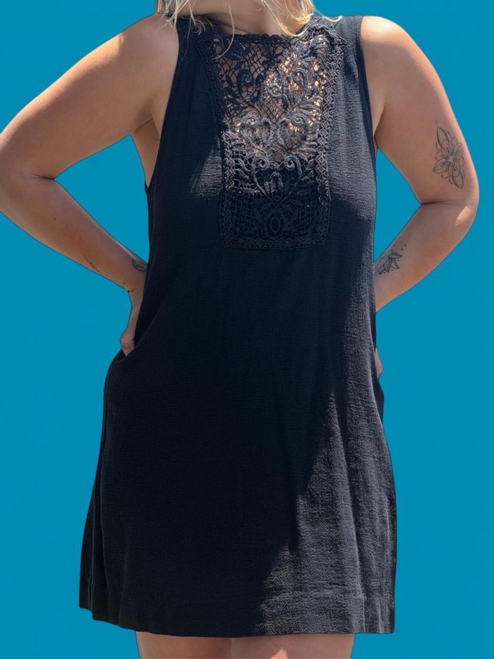 Free people crochet black summer dress